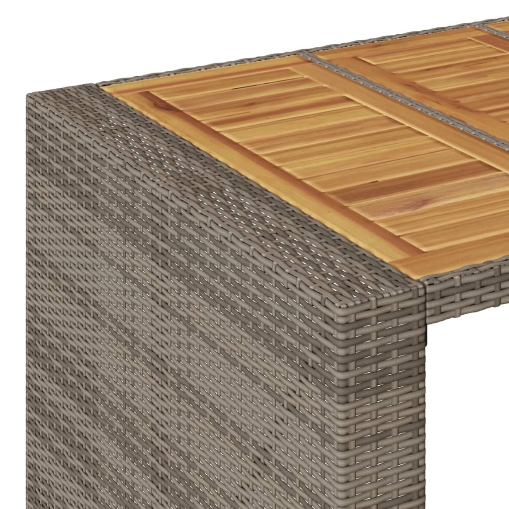 Table with acacia top, grey, 145x80x110cm, PE rattan