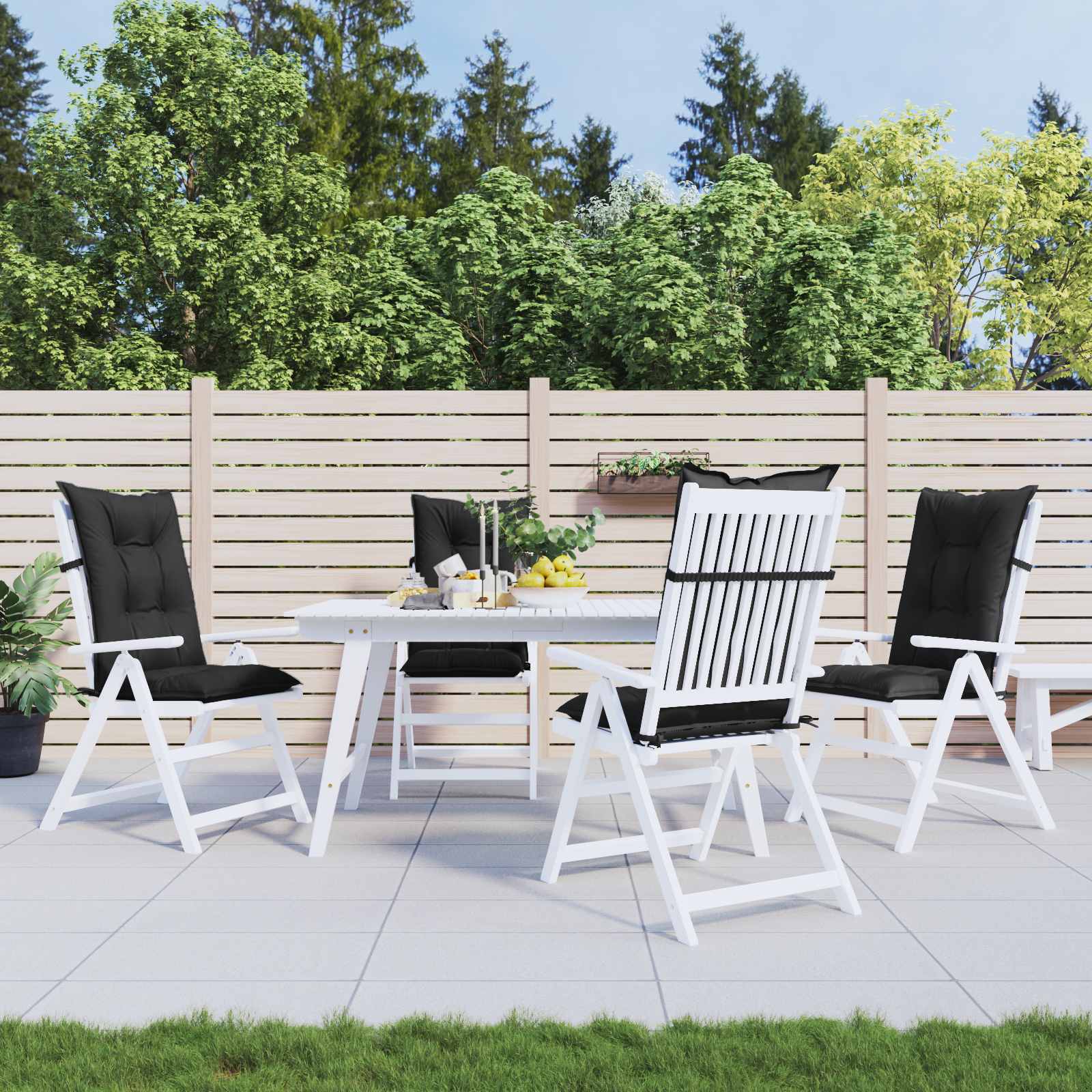 Aukštos atlošo kėdžių pagalvių rinkinys 4 pcs Melanžinė juoda