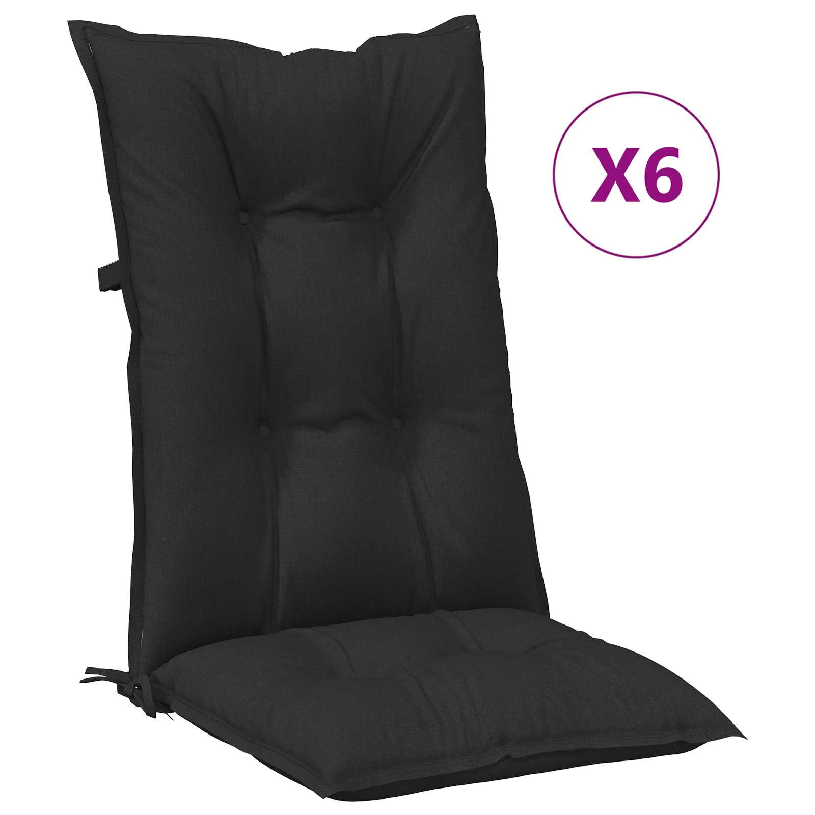 Aukštos atlošo kėdžių pagalvių rinkinys 6 pcs Melanžinė juoda