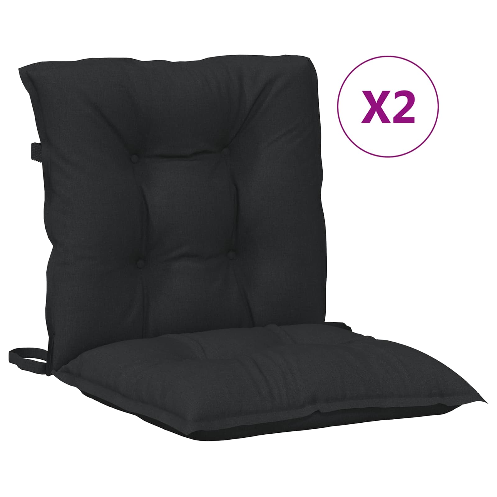 Žemintaško kėdžių pagalvėlės rinkinys 2 pcs Melanas Juodas