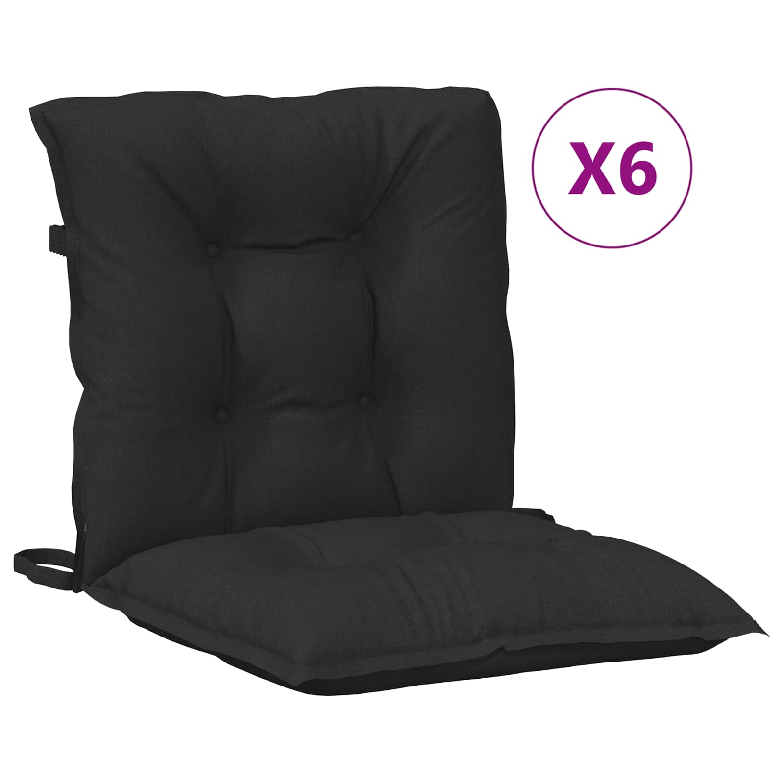 Žemintaško kėdžių pagalvėlės rinkinys 6 pcs Melanas Juodas