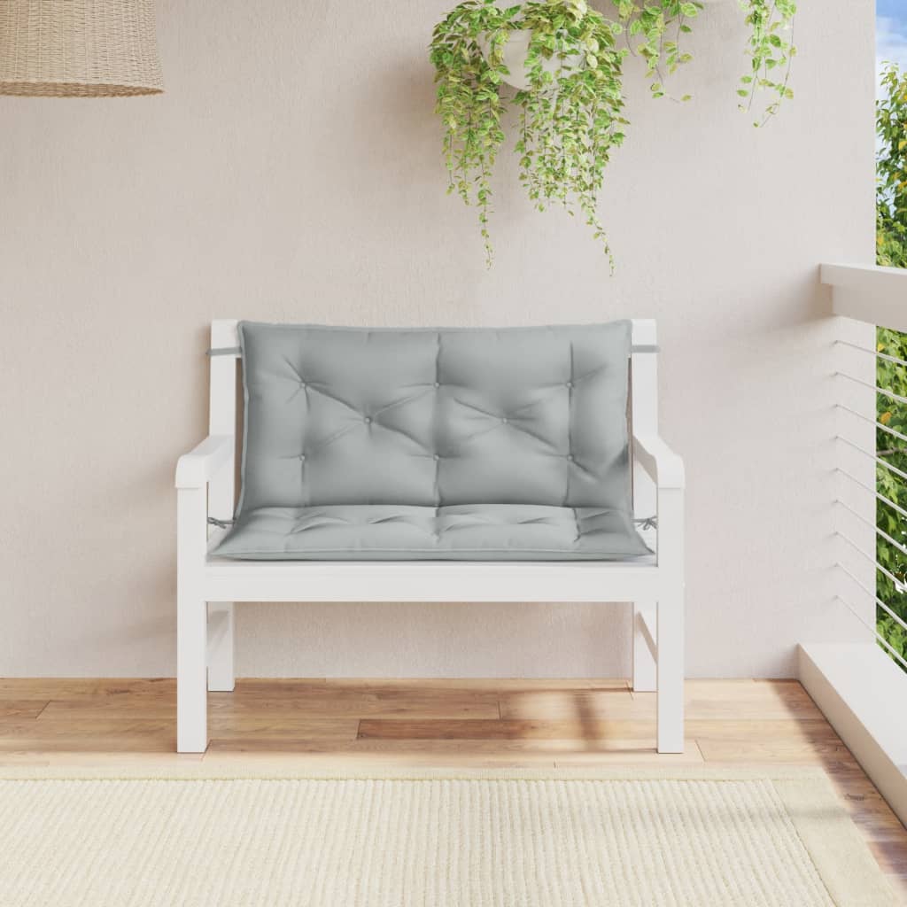 Garden bench cushions, 2 pcs, grey, 100x50x7cm, fabric