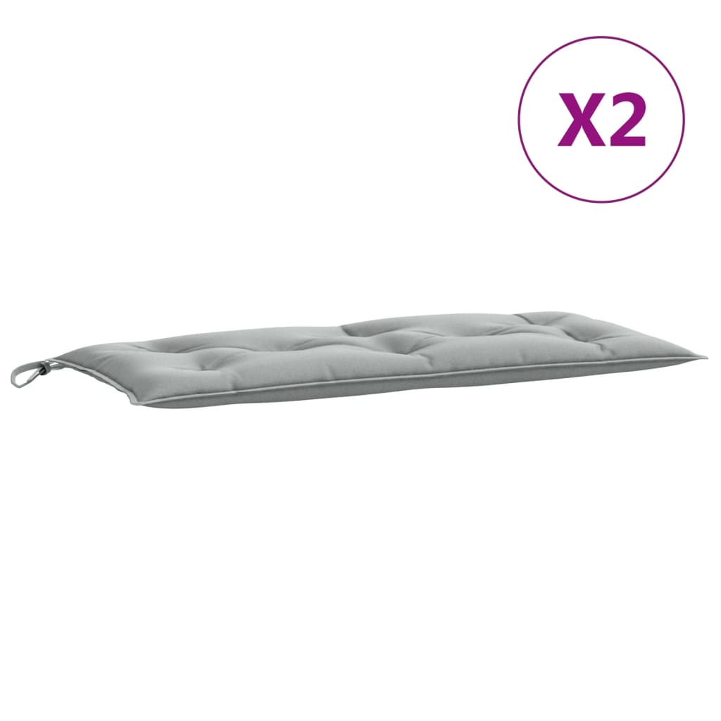 Garden bench cushions, 2 pcs, grey, 100x50x7cm, fabric