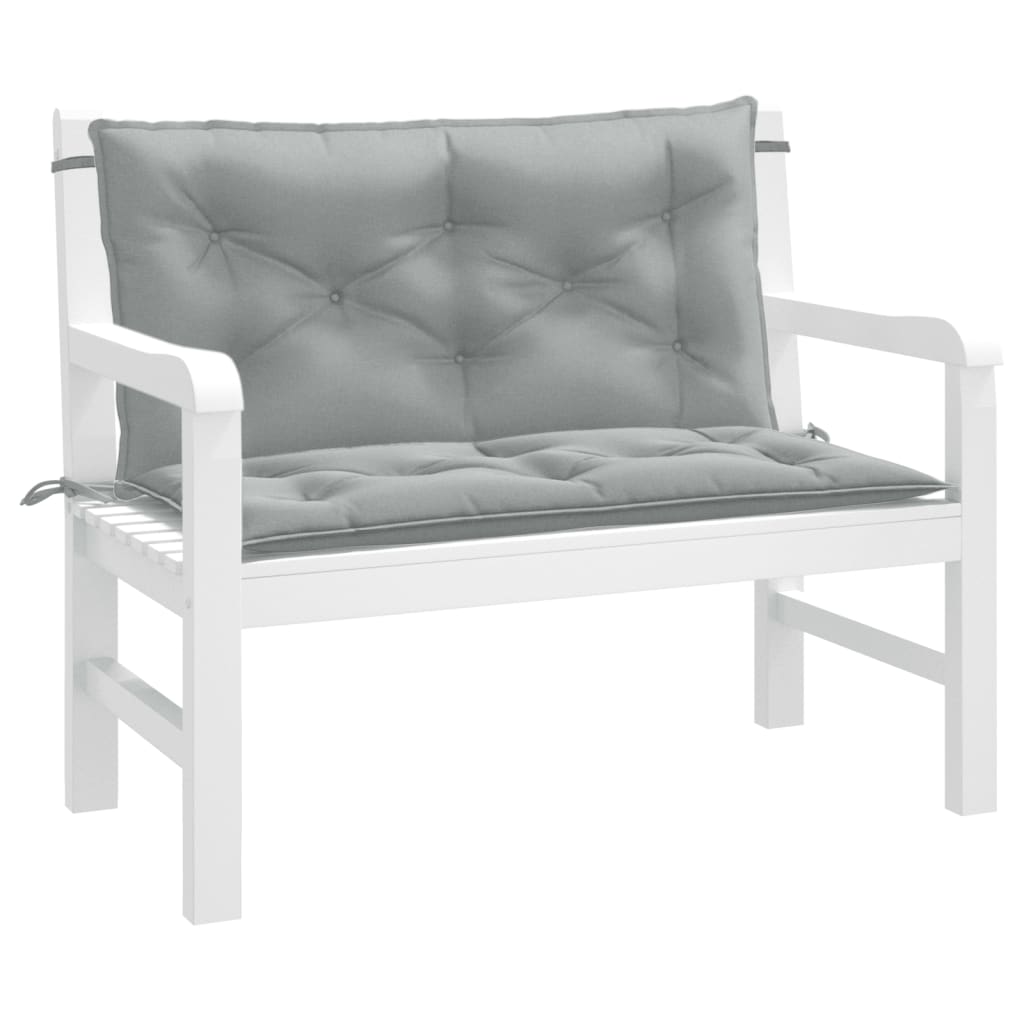 Garden bench cushions, 2 pcs, grey, 100x50x7cm, fabric