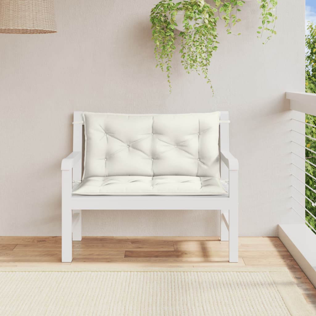 Garden bench cushions, 2 pcs., cream, 100x50x7cm, fabric