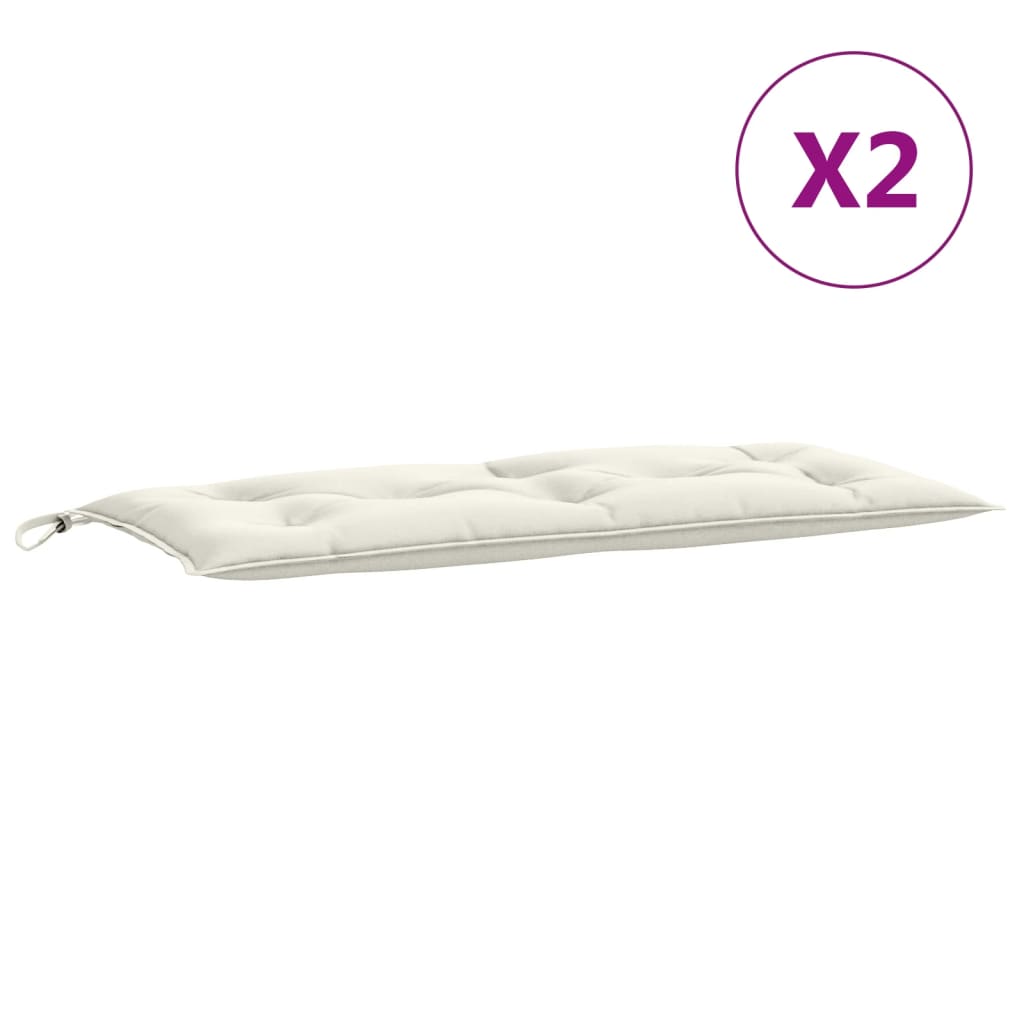 Garden bench cushions, 2 pcs., cream, 100x50x7cm, fabric