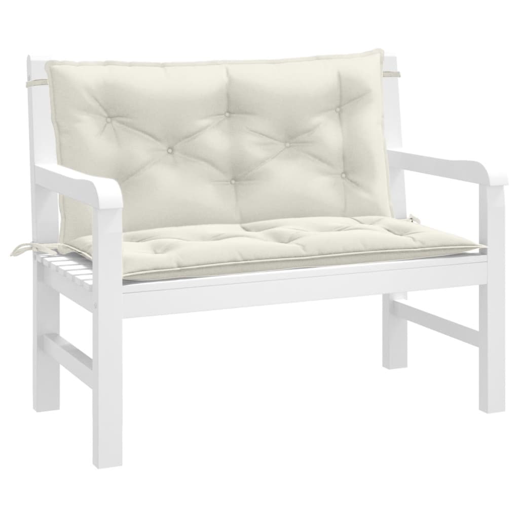 Garden bench cushions, 2 pcs., cream, 100x50x7cm, fabric