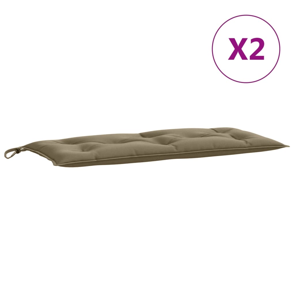 Garden bench cushions, 2 pcs, taupe, 100x50x7cm, fabric