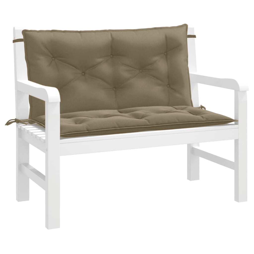 Garden bench cushions, 2 pcs, taupe, 100x50x7cm, fabric