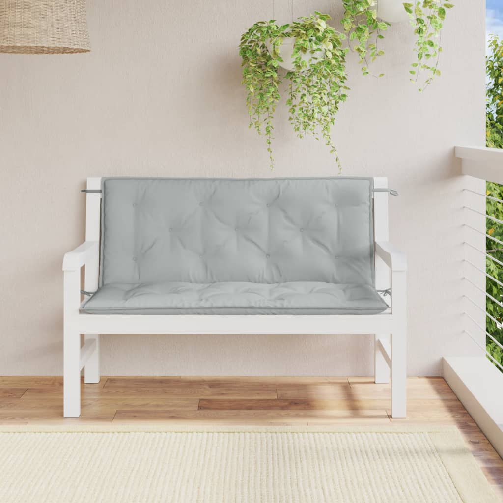 Garden bench cushions, 2 pcs., grey, 120x50x7cm, fabric