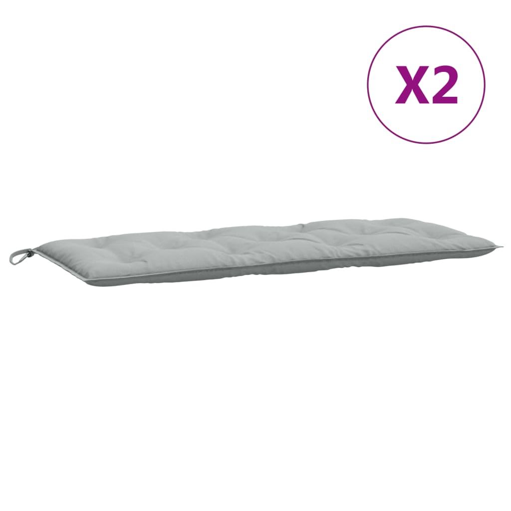 Garden bench cushions, 2 pcs., grey, 120x50x7cm, fabric