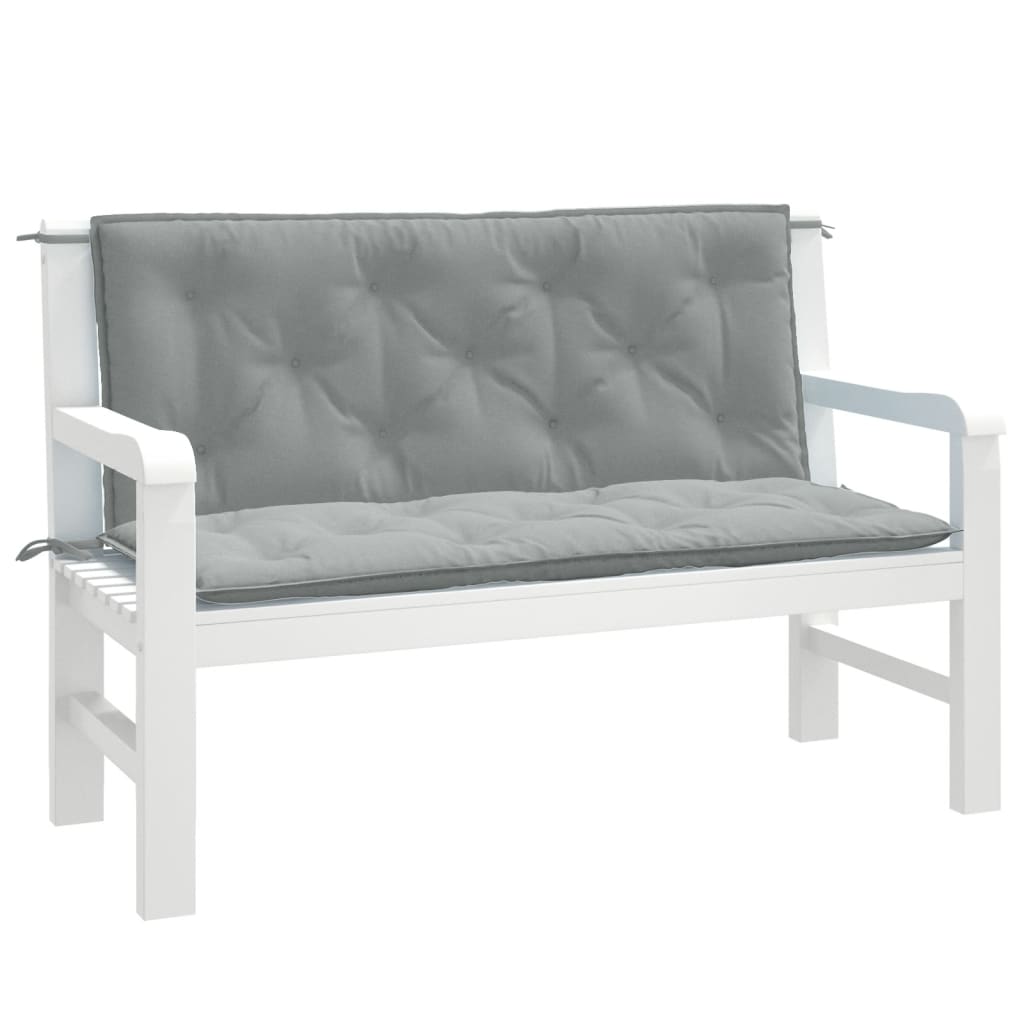 Garden bench cushions, 2 pcs., grey, 120x50x7cm, fabric