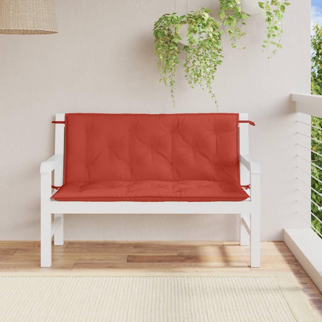 Garden bench cushions, 2 pcs., red, 120x50x7cm, fabric