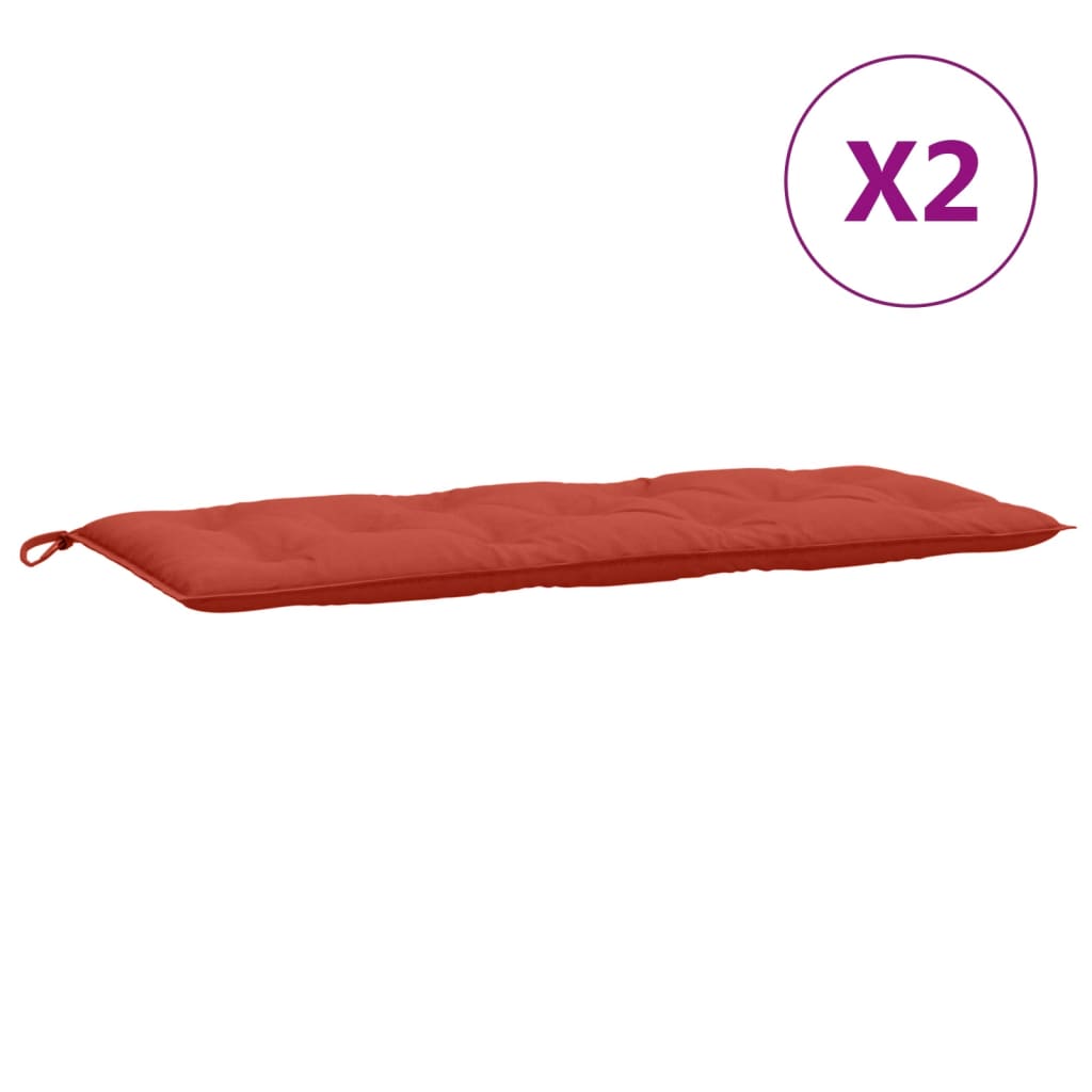 Garden bench cushions, 2 pcs., red, 120x50x7cm, fabric