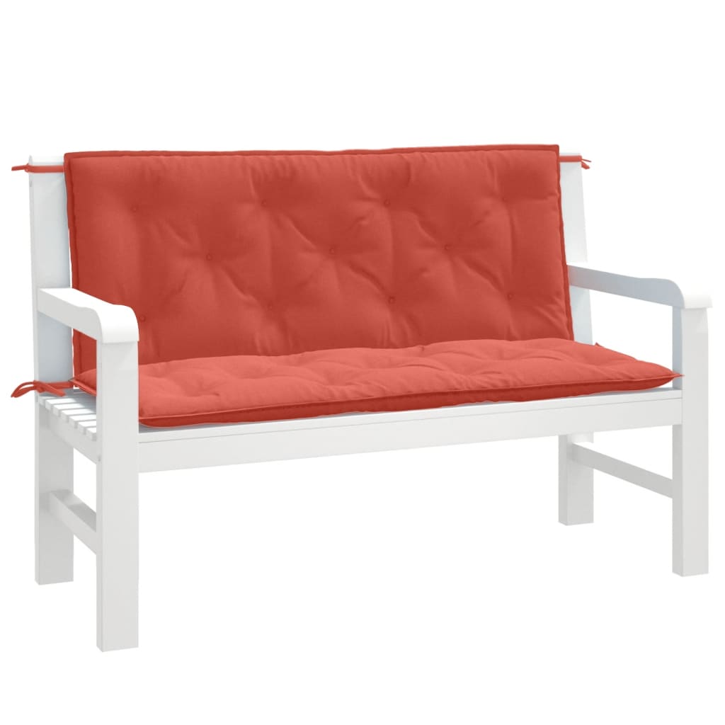 Garden bench cushions, 2 pcs., red, 120x50x7cm, fabric
