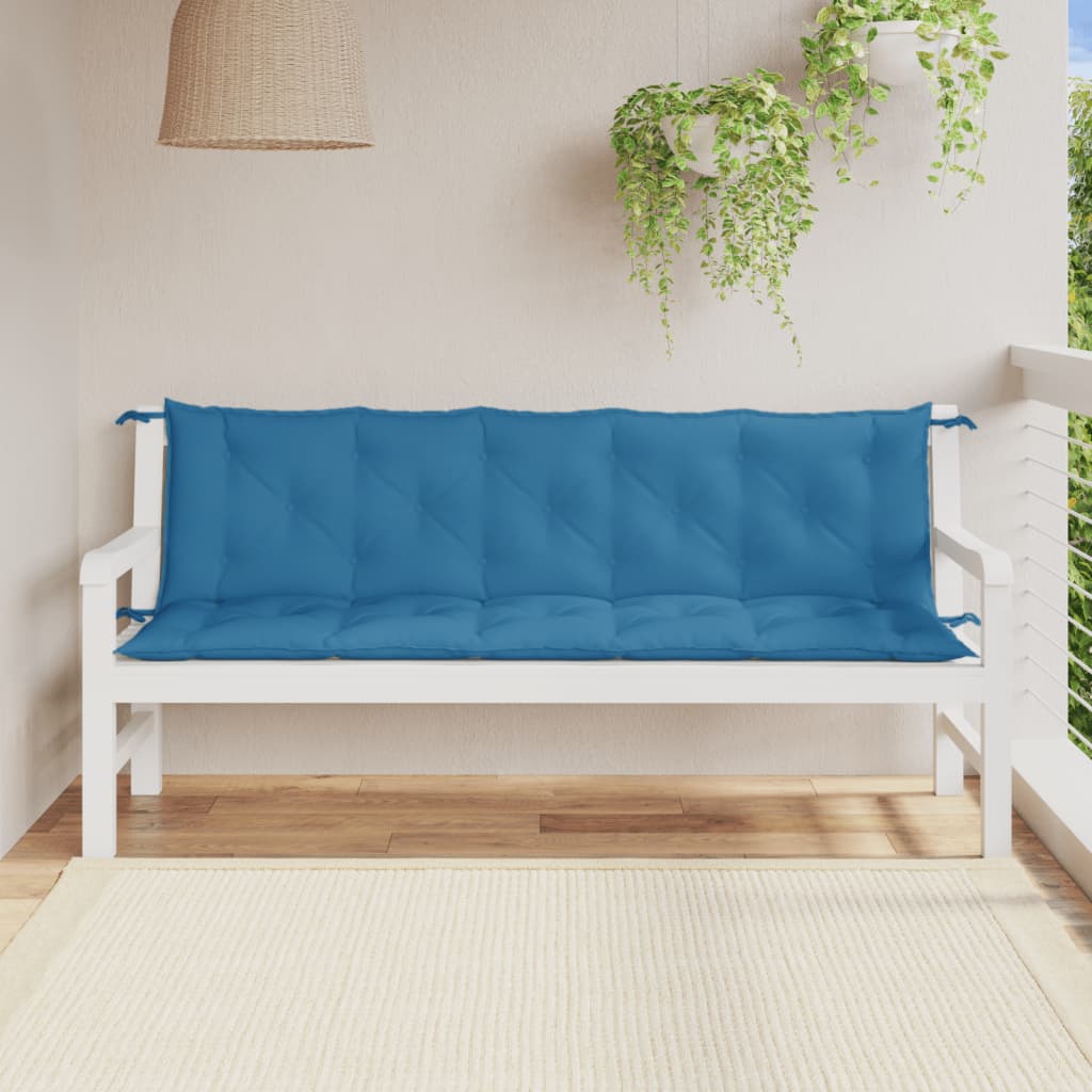 Garden bench cushions, 2 pcs., blue, 180x50x7cm, fabric