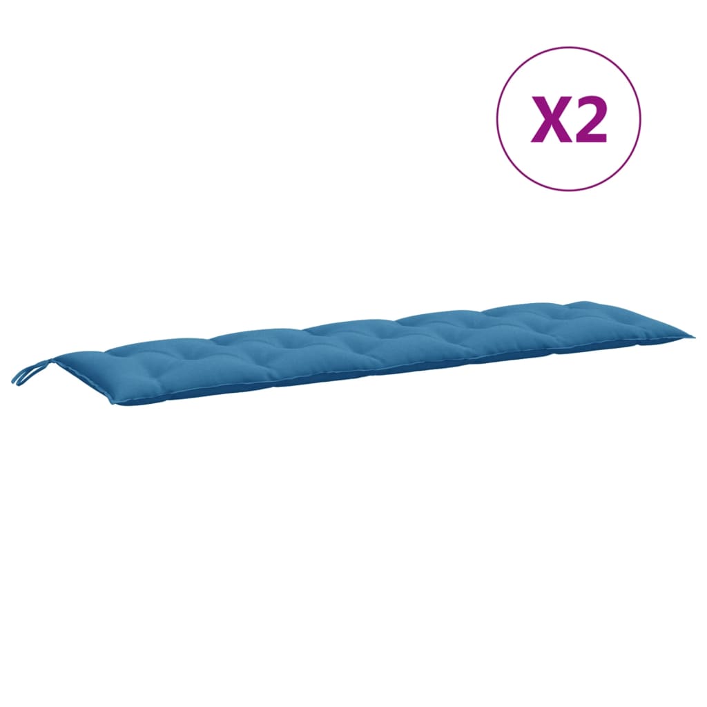 Garden bench cushions, 2 pcs., blue, 180x50x7cm, fabric
