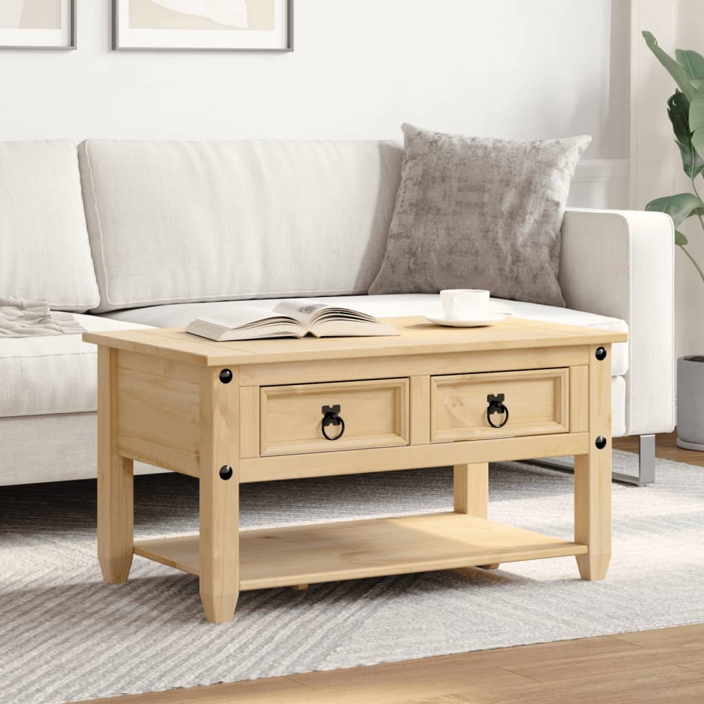 Corona coffee table with drawers, 85x50x45cm, solid pine