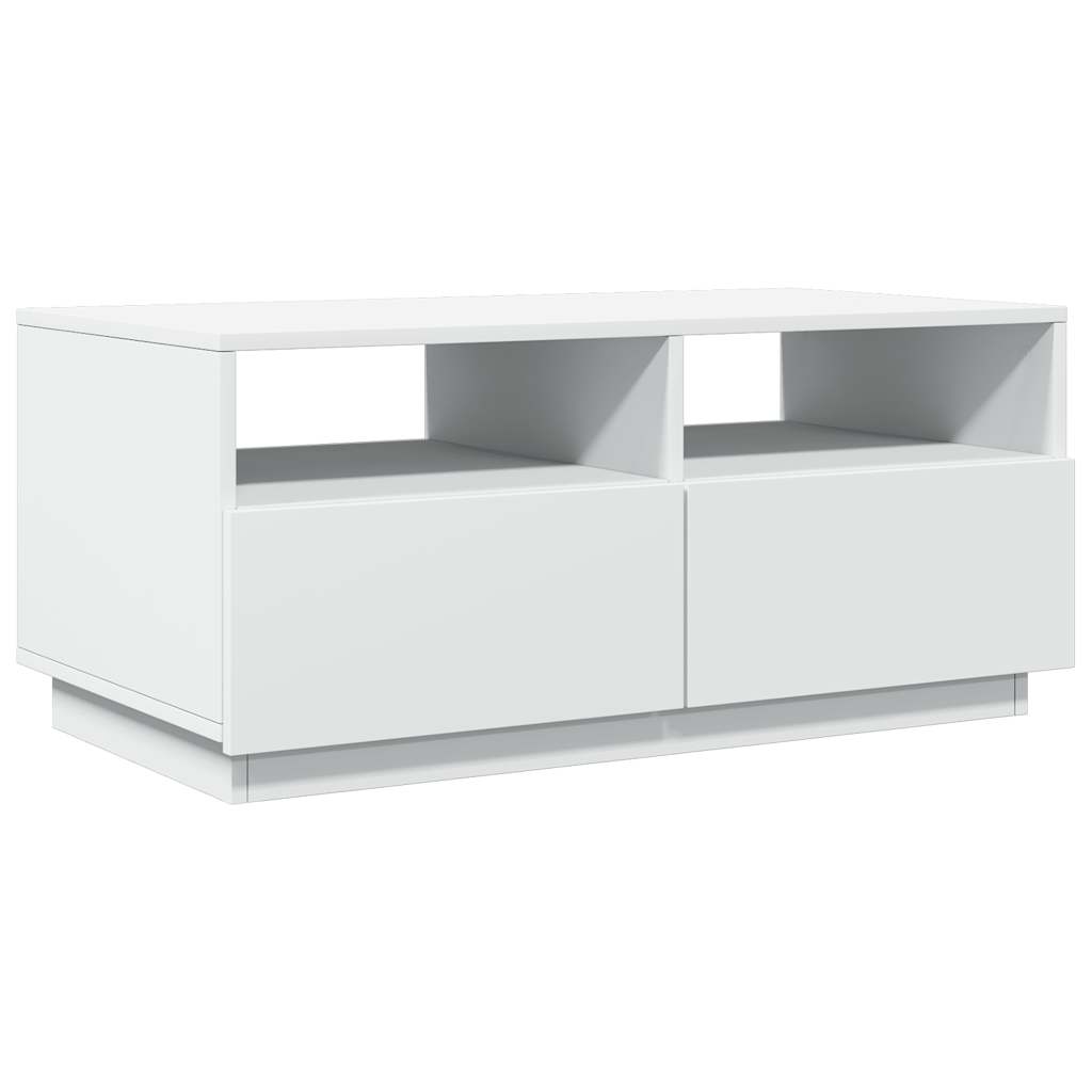 Coffee table with LED lights, white, 90x49x40cm