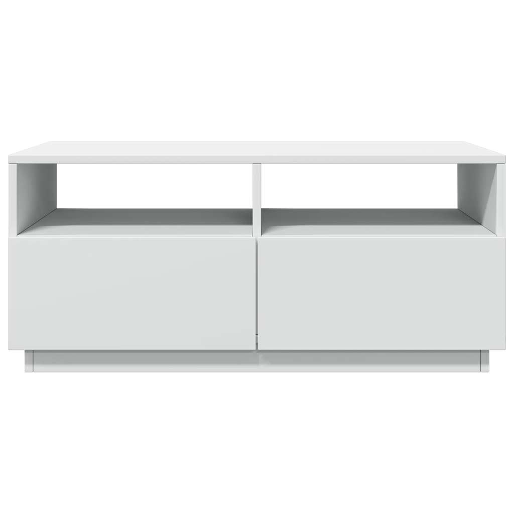 Coffee table with LED lights, white, 90x49x40cm