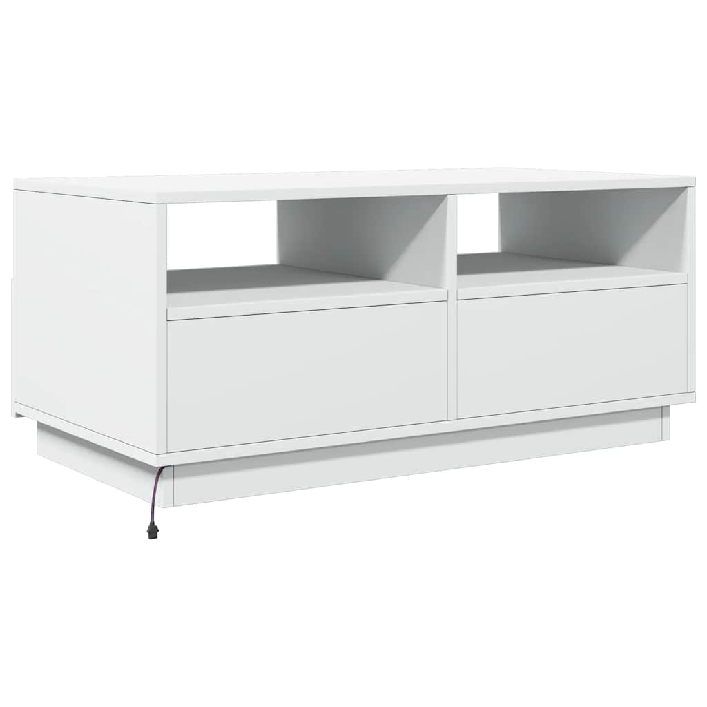 Coffee table with LED lights, white, 90x49x40cm
