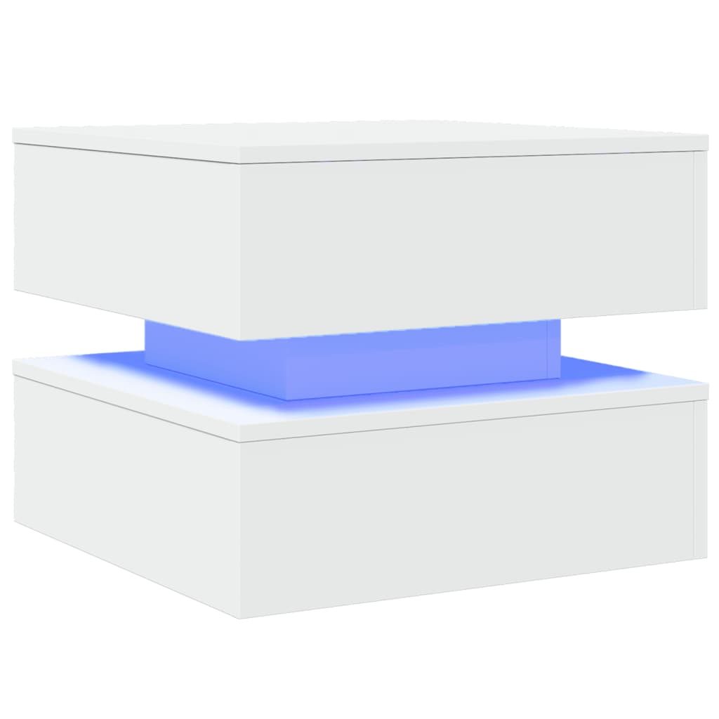 LED Coffee Table, White, 50x50x40cm
