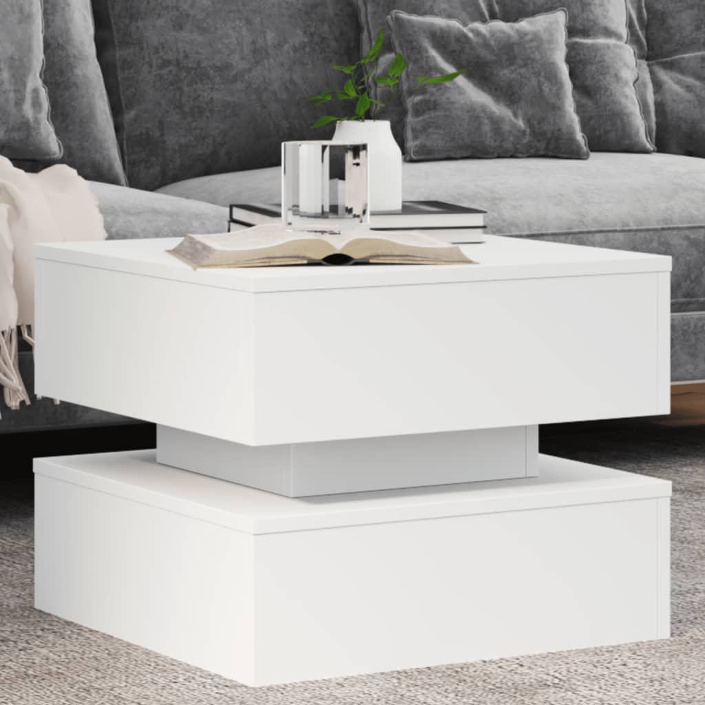 LED Coffee Table, White, 50x50x40cm