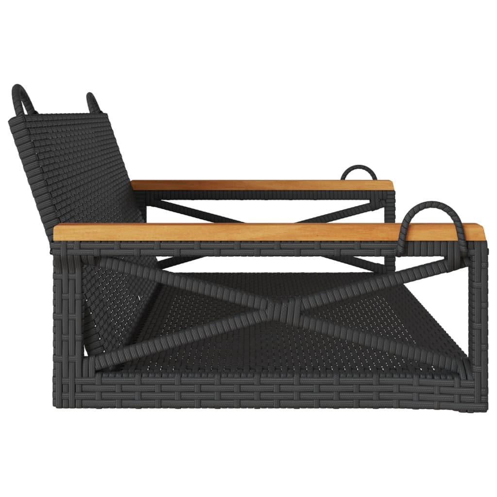 Swing bench, black, 109x62x40cm, polyrattan