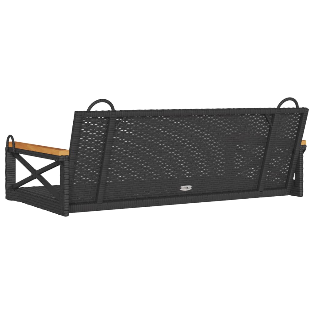 Swing bench, black, 109x62x40cm, polyrattan