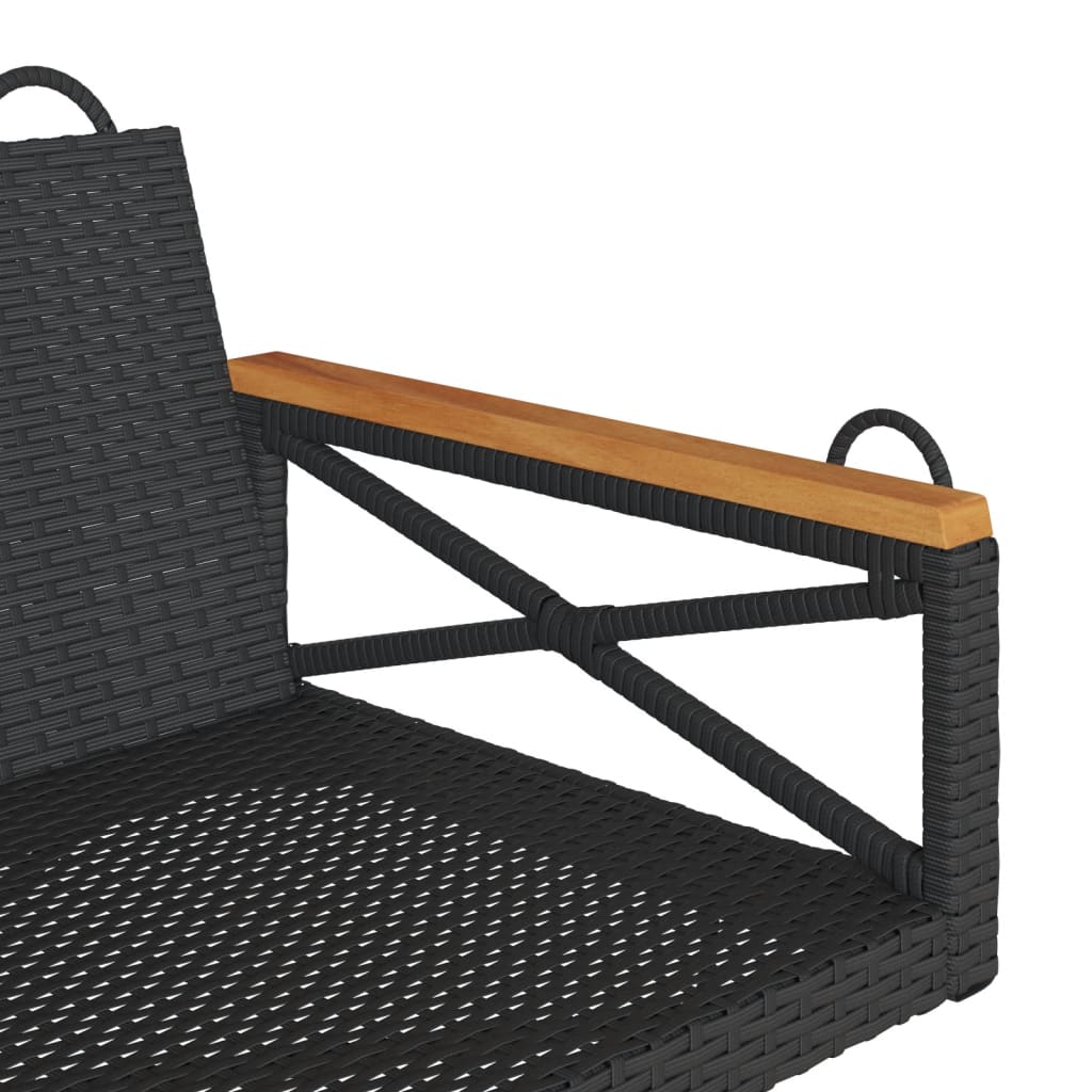 Swing bench, black, 109x62x40cm, polyrattan