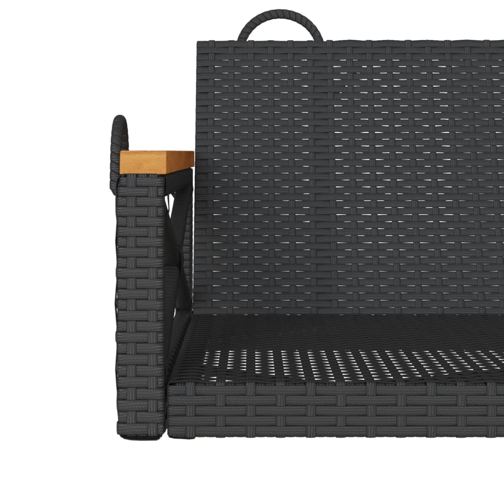 Swing bench, black, 109x62x40cm, polyrattan