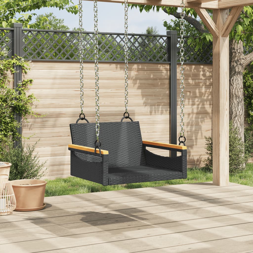 Swing-bench, black, 63x62x40cm, polyrattan