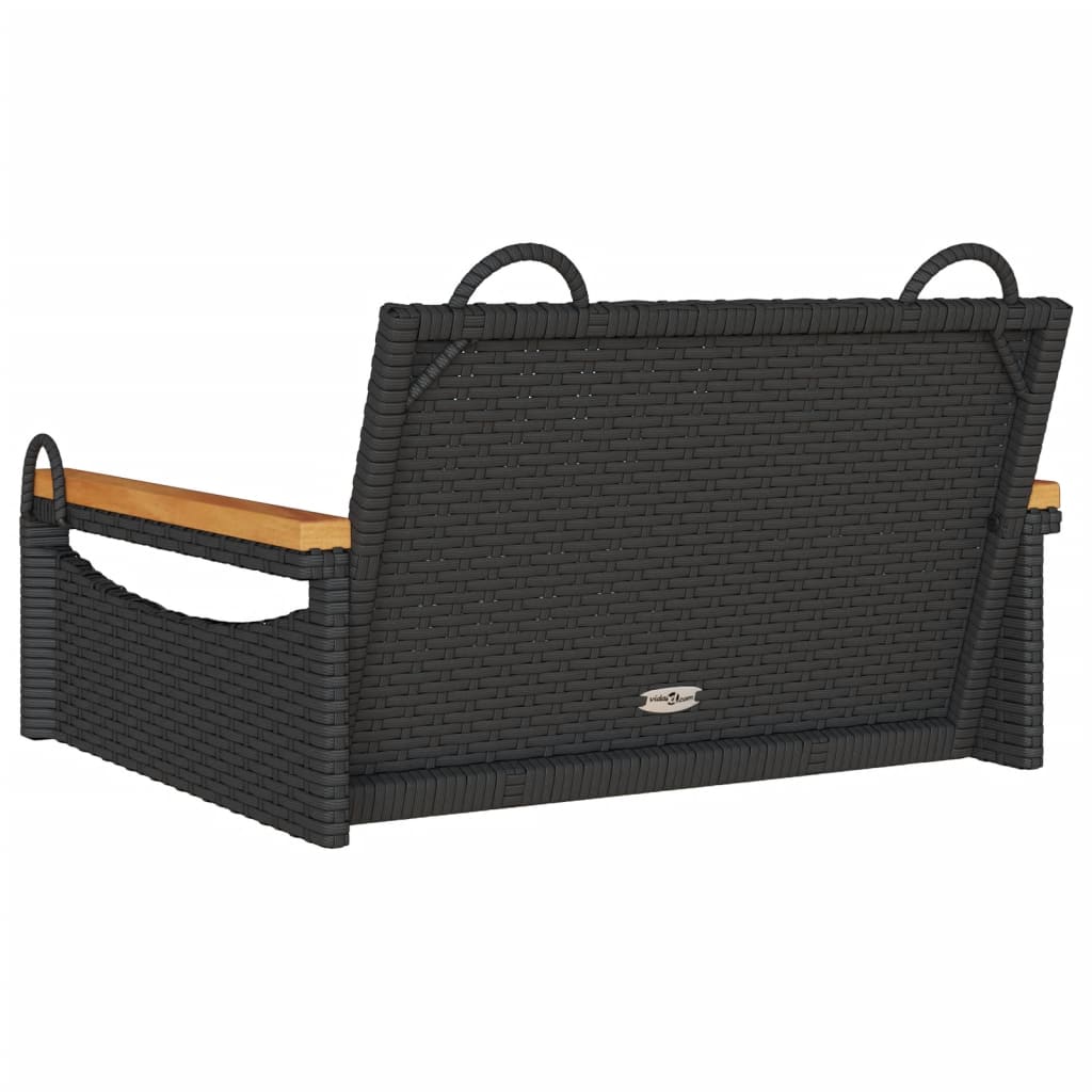 Swing-bench, black, 63x62x40cm, polyrattan