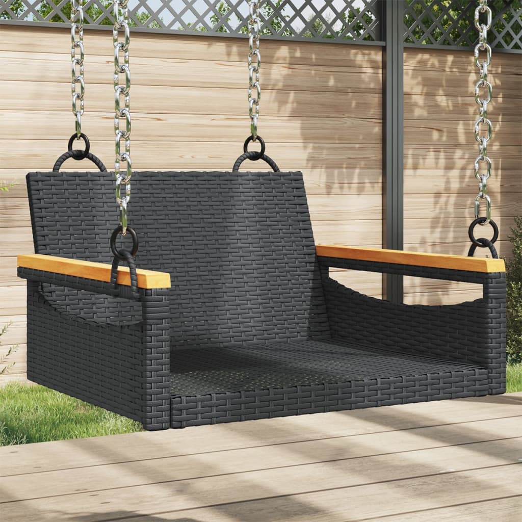 Swing-bench, black, 63x62x40cm, polyrattan