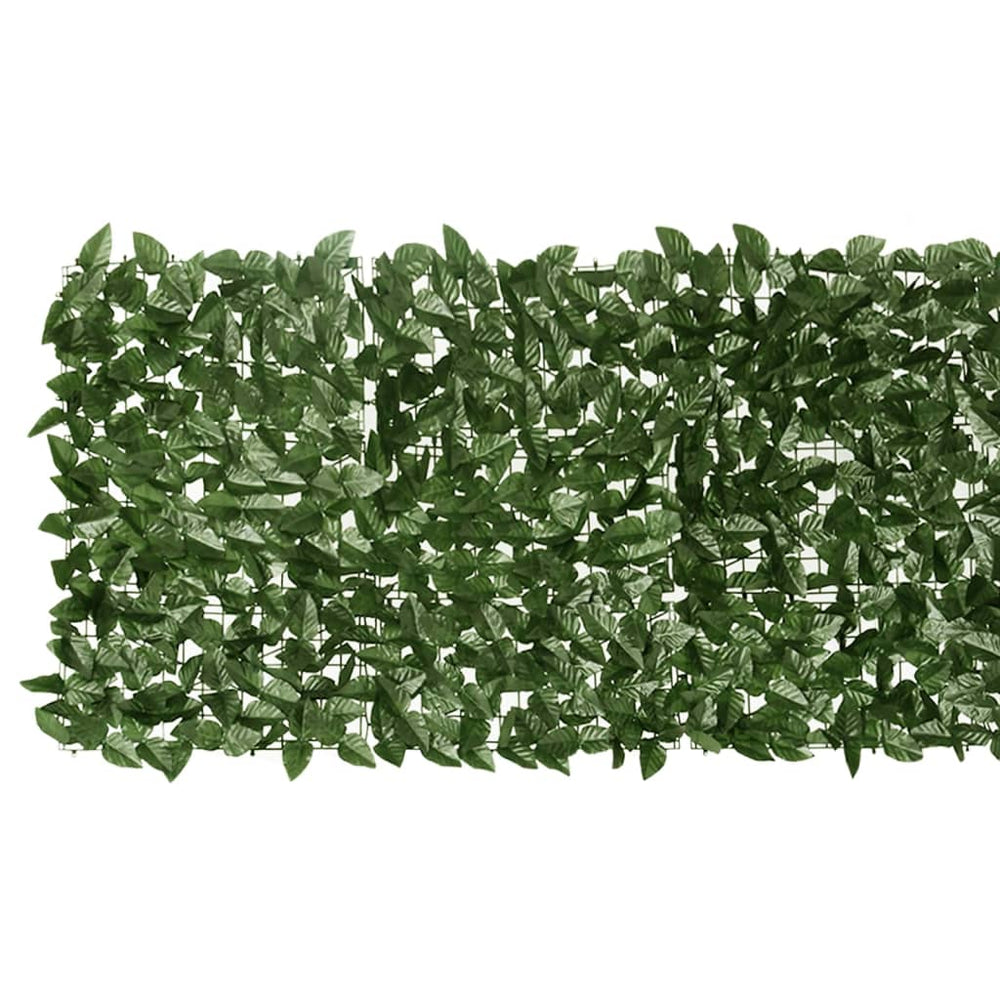 Balcony privacy screen, 200x75cm, with dark green leaves