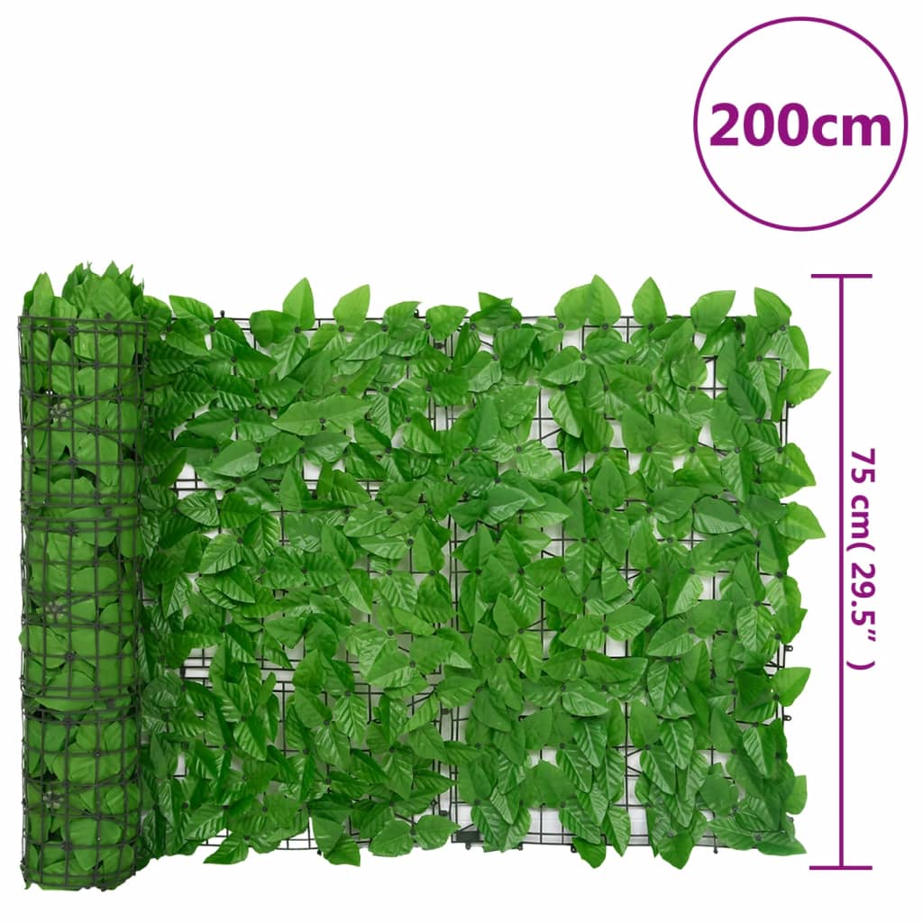 Balcony screen with green leaves, 200x75cm