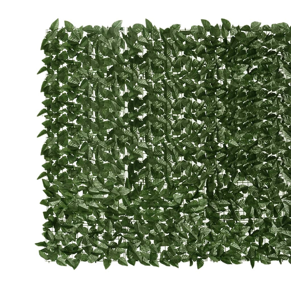 Balcony privacy screen, 300x150cm, with dark green leaves