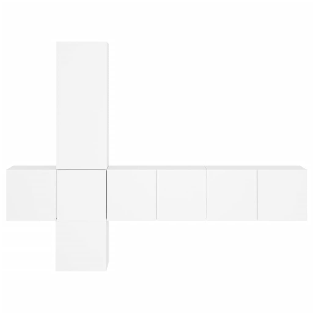 TV Wall Unit, 5-Piece, White, Engineered Wood
