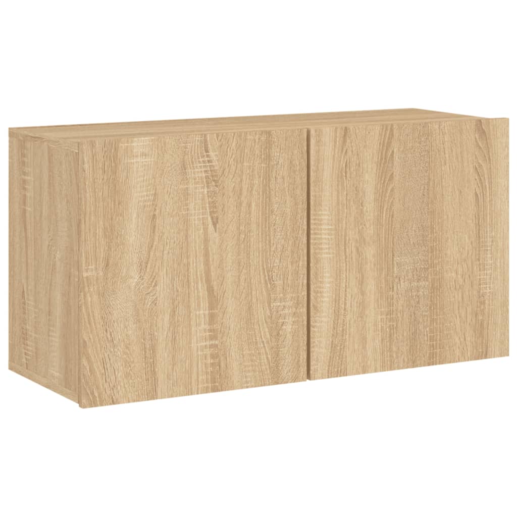 Wall-mounted TV cabinet, 5-piece, oak, engineered wood