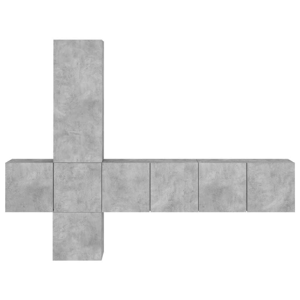TV wall unit, 5-piece, concrete grey, engineered wood