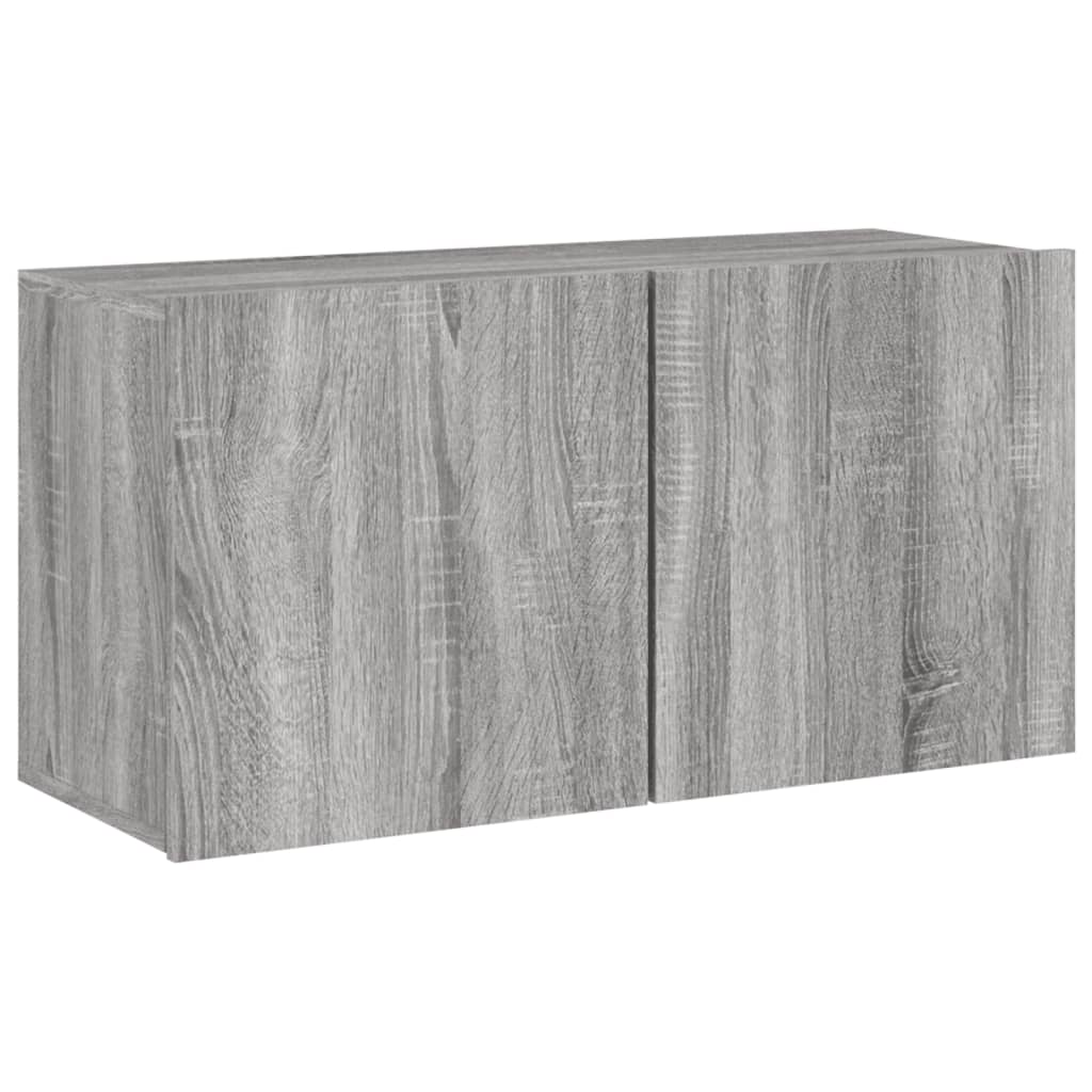 Wall-mounted TV cabinet, 5-piece, grey oak, engineered wood