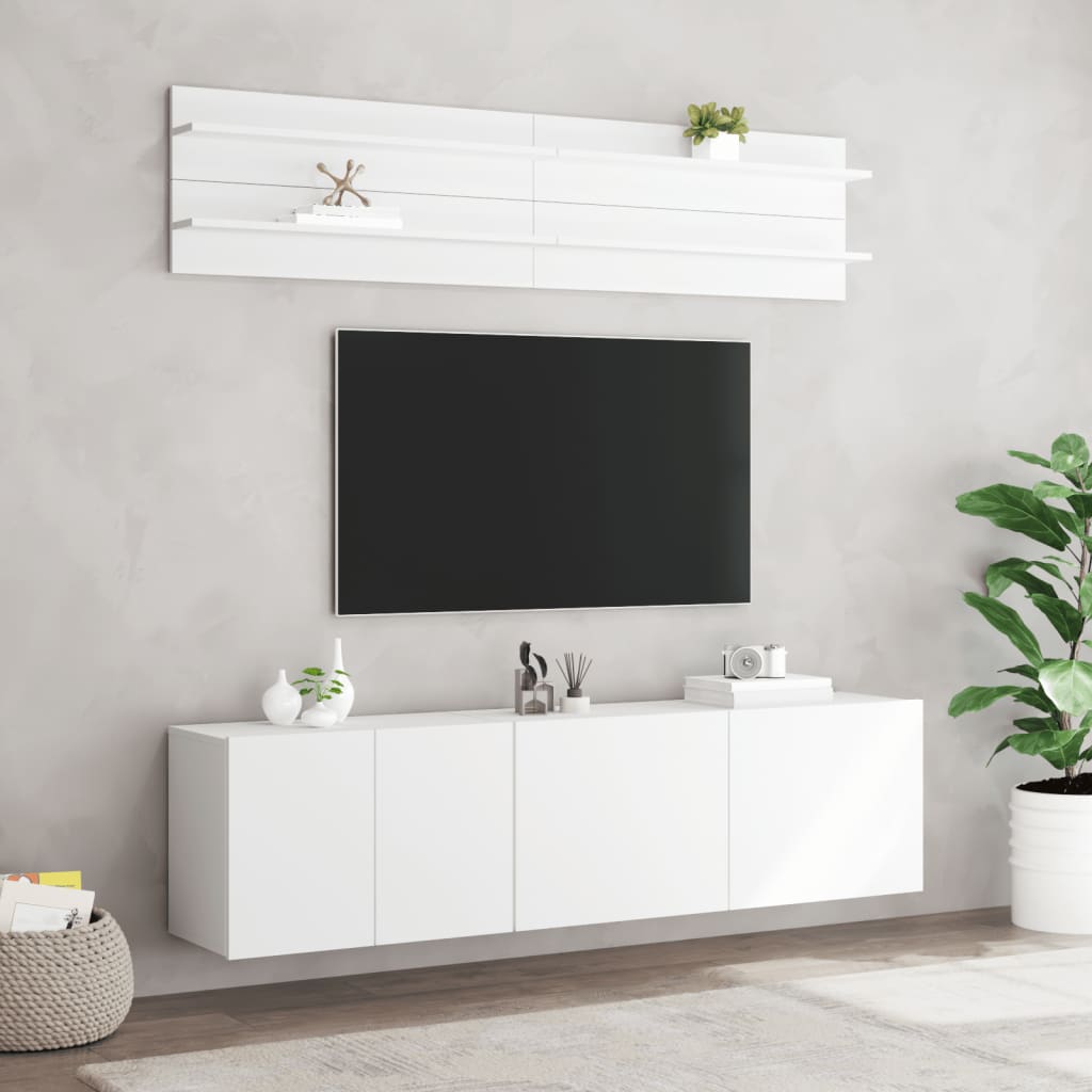 Sienas TV modulis, 6 daļas, balts, inženierijas koks