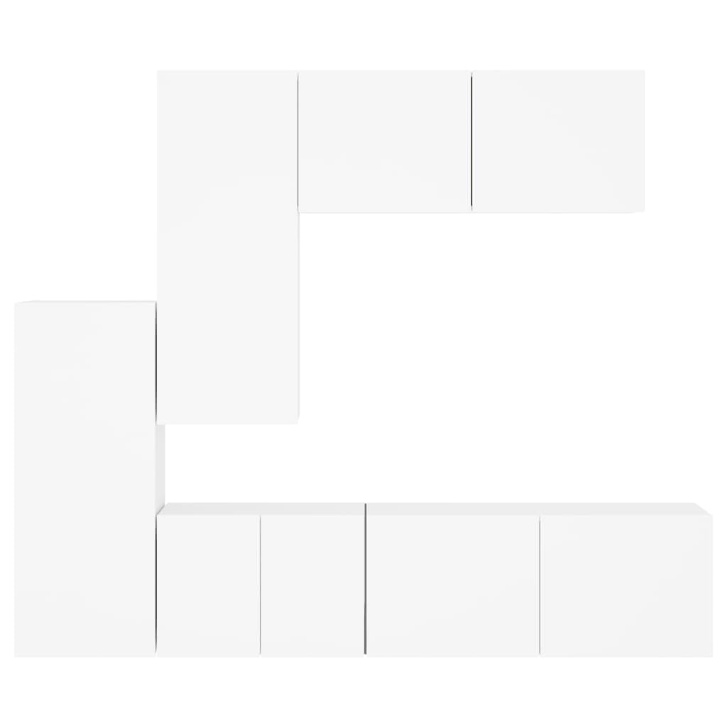 TV Wall Unit, 5-Piece, White, Engineered Wood