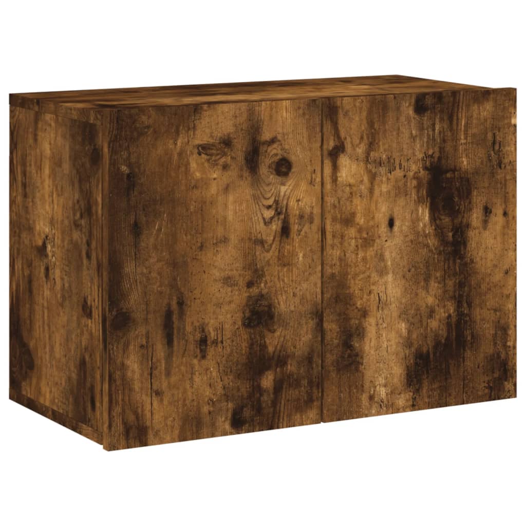 Wall-mounted TV cabinet, 5-piece, smoked oak, engineered wood