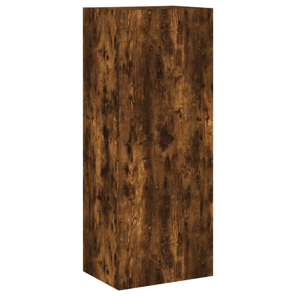Wall-mounted TV cabinet, 5-piece, smoked oak, engineered wood