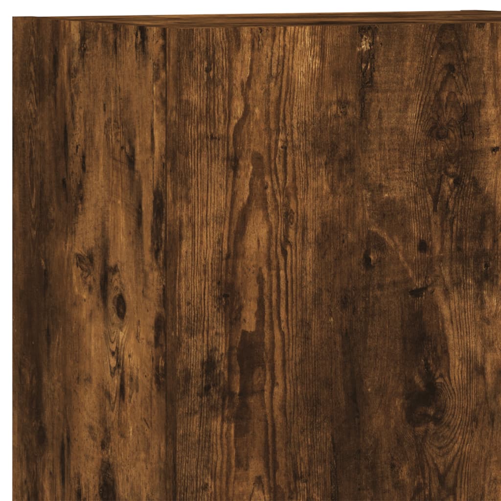 Wall-mounted TV cabinet, 5-piece, smoked oak, engineered wood