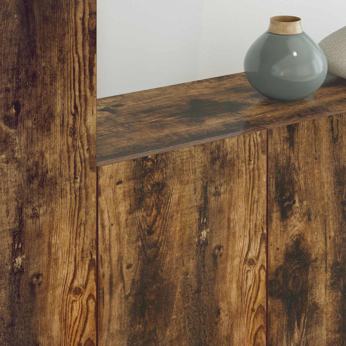 Wall-mounted TV cabinet, 5-piece, smoked oak, engineered wood
