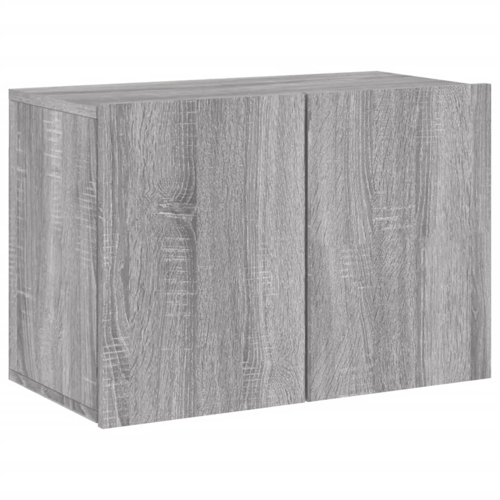 Wall-mounted TV cabinet, 5-piece, grey oak, engineered wood