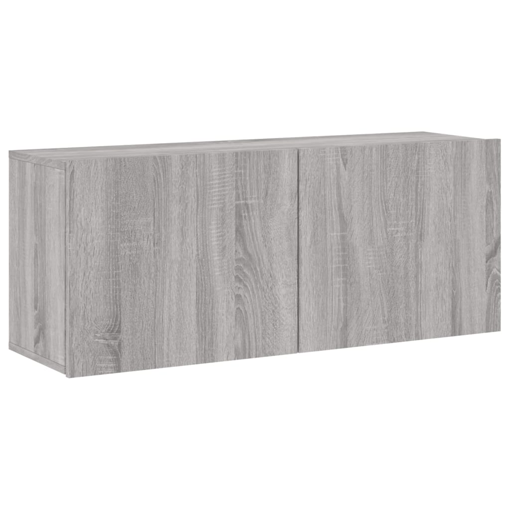 Wall-mounted TV cabinet, 5-piece, grey oak, engineered wood