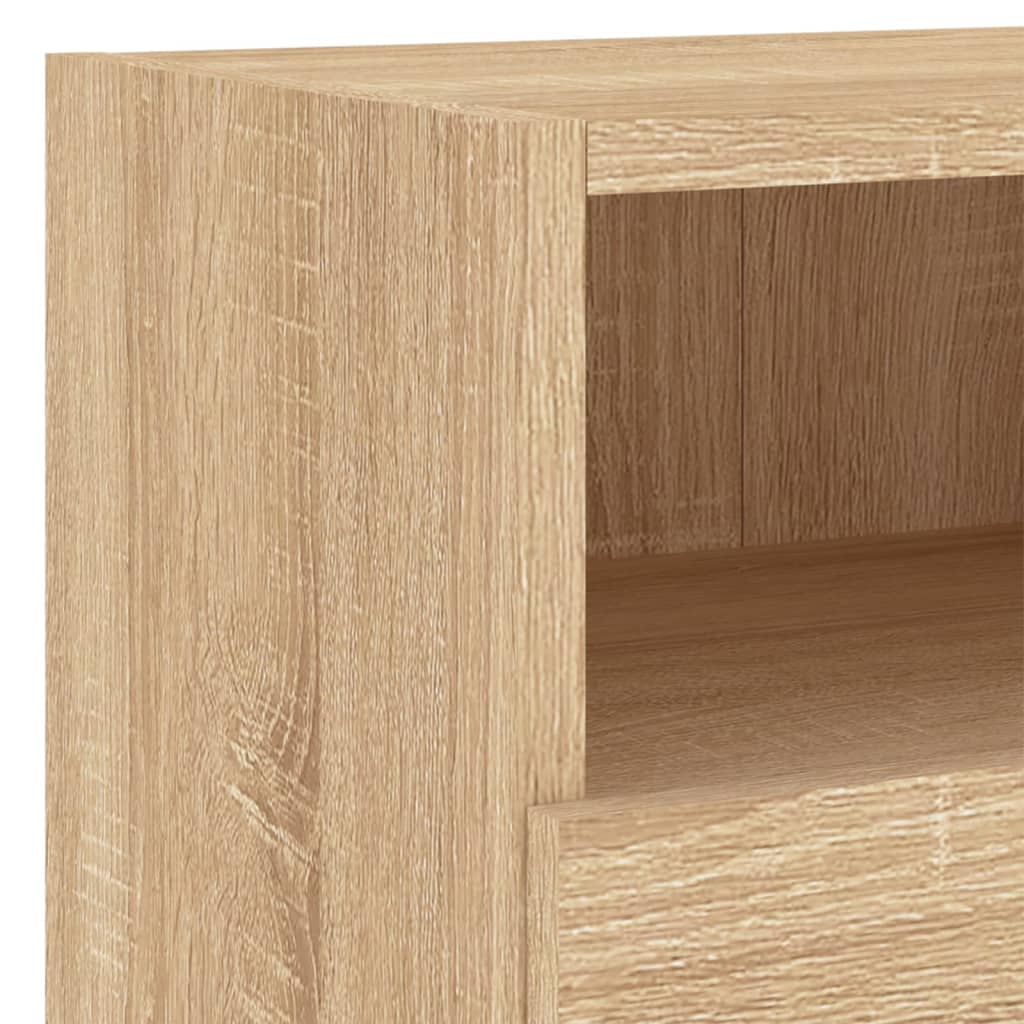 Wall-mounted TV cabinet, 4-piece, oak, engineered wood